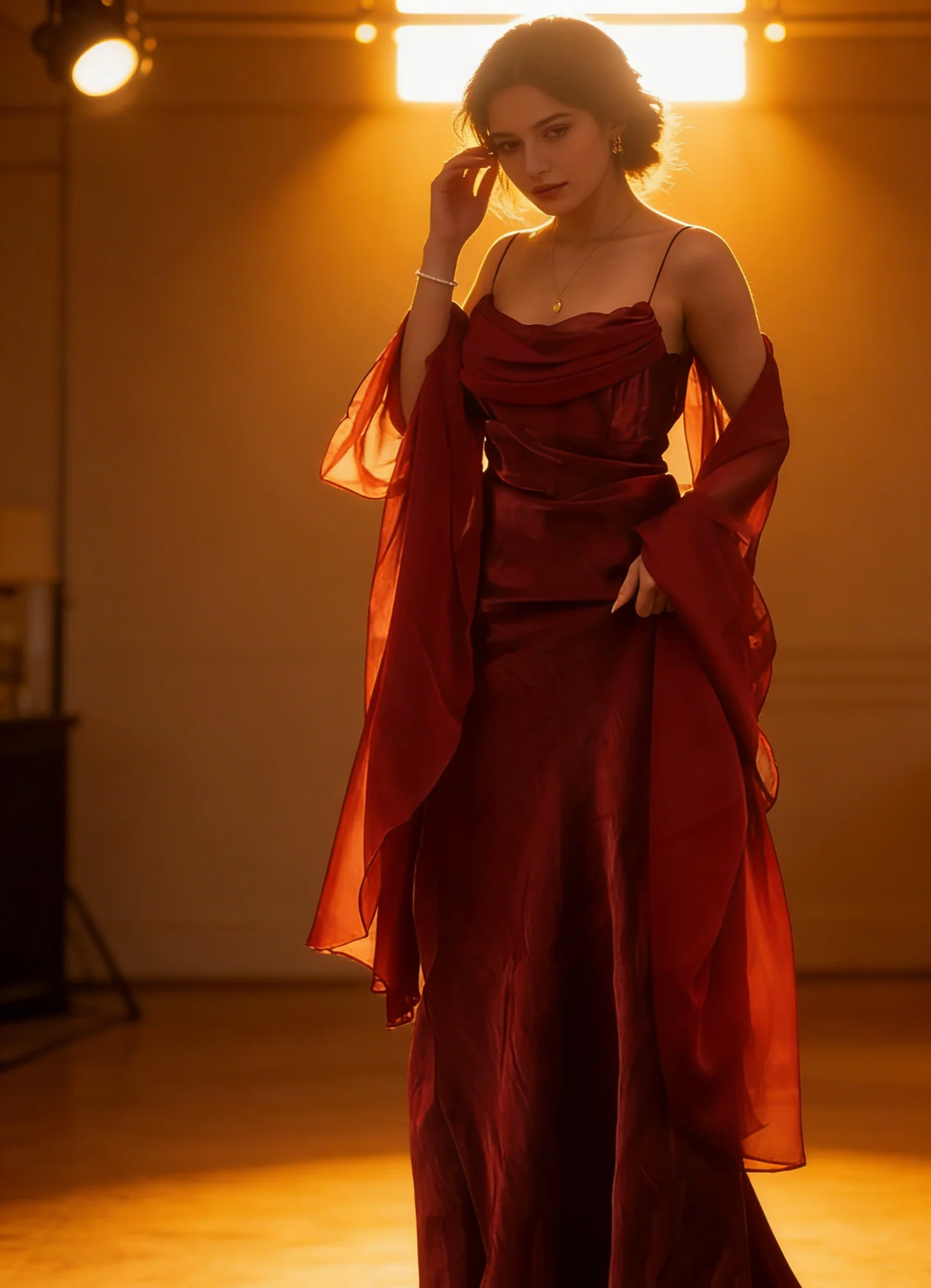 Spaghetti Straps Simple Burgundy Long Prom Dress fg1794 - Image 7