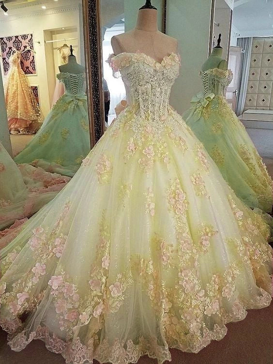 Sweet 16 Dresses Pink Lace Floral Prom Dresses Ball Gown Off The Shoulder Elegant Beaded Luxury Prom Gown        fg4334 - Image 7