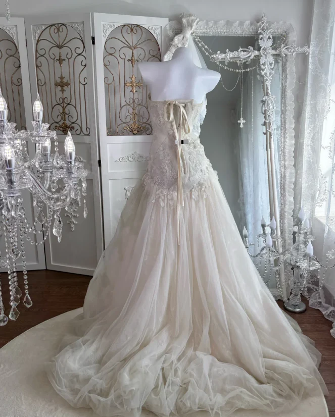 Sweetheart Beige Tulle Prom Party Dress Evening Dress Birthday Dress fg8648 - Image 2