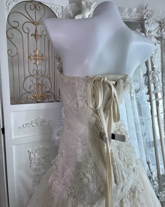Sweetheart Beige Tulle Prom Party Dress Evening Dress Birthday Dress fg8648 - Image 4