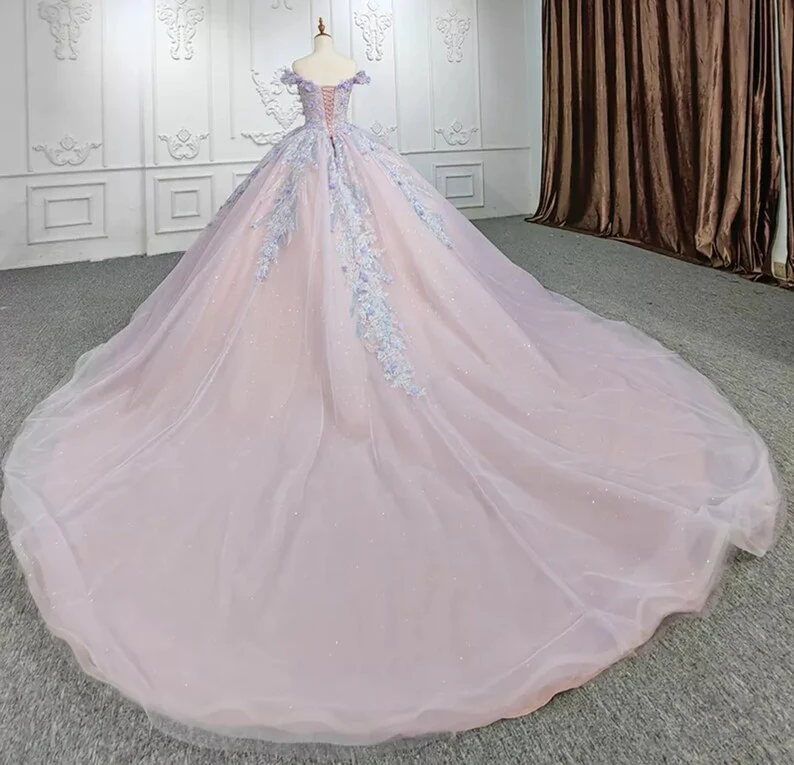 Sweetheart Off The Shoulder Beaded Floral Appliqué Quinceañera Ball Gown  fg2711 - Image 4