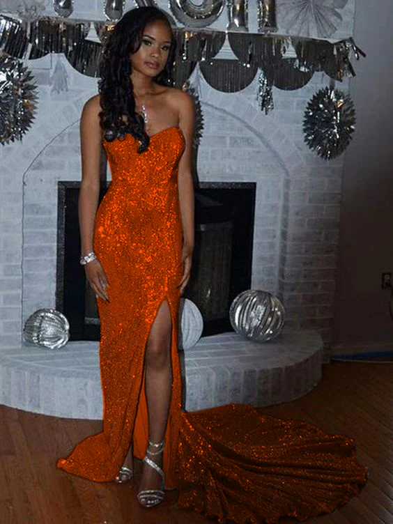 Trumpet/Mermaid Sequin Sleeveless Court Train Sweetheart Split Side Dress     fg1392 - Image 3