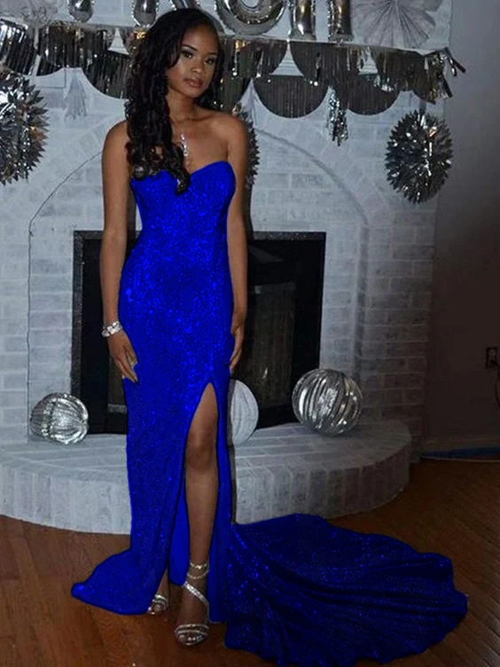 Trumpet/Mermaid Sequin Sleeveless Court Train Sweetheart Split Side Dress     fg1392 - Image 4