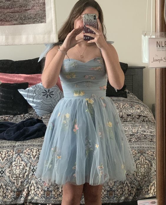 Tulle Flower Embroidery Short Homecoming Dresses Pleated Sleeveless A Line for Juniors Mini Prom Dress fg4342 - Image 2
