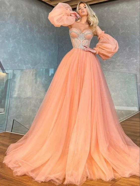 tulle long prom dress, evening dress fg2391