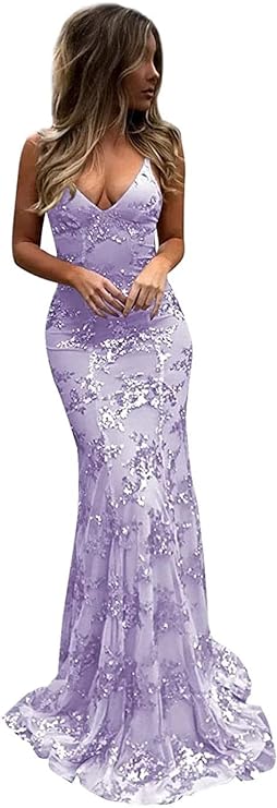 V Neck Mermaid Prom Dresses Long Glitter Sequin Sexy Backless Prom Evening Gowns fg4667 - Image 2
