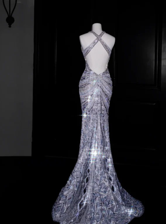 V Neck Open Back Prom Party Dress Lace Evening Dress Graduation Dress fg8667 - Image 2