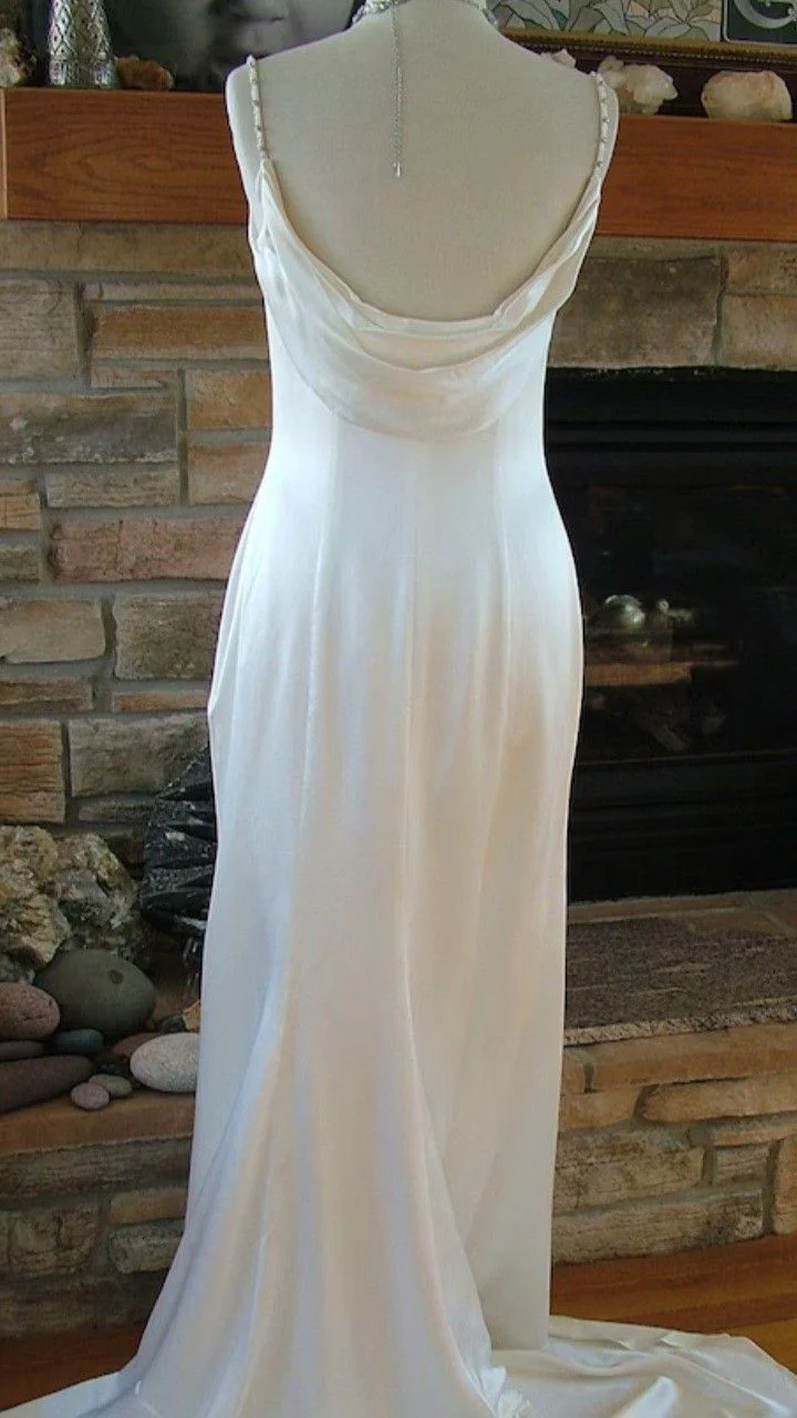 Vintage White Mermaid Prom Dress Wedding Dress     fg7199 - Image 4