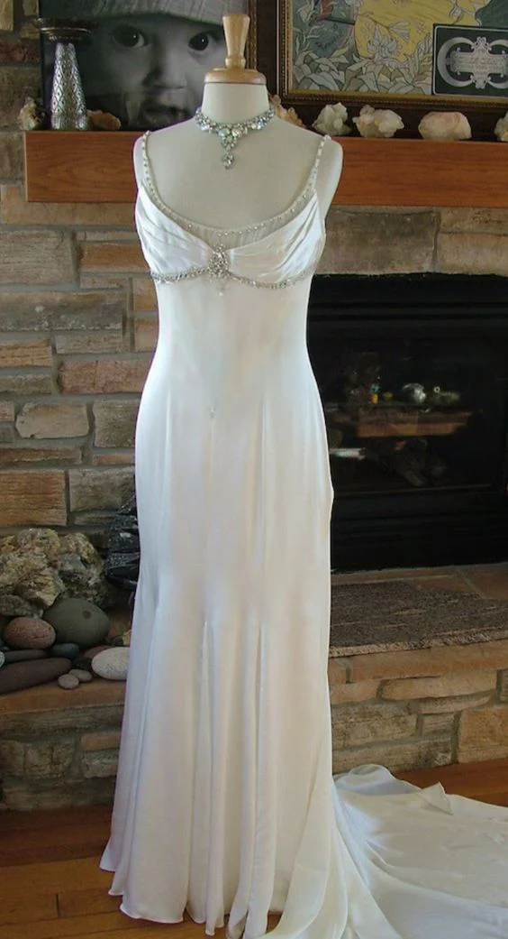 Vintage White Mermaid Prom Dress Wedding Dress     fg7199 - Image 5