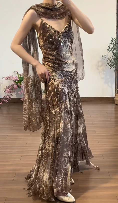 Vintgae Prom Party Dress Chiffon Evening Dress Birthday Outfit fg8713