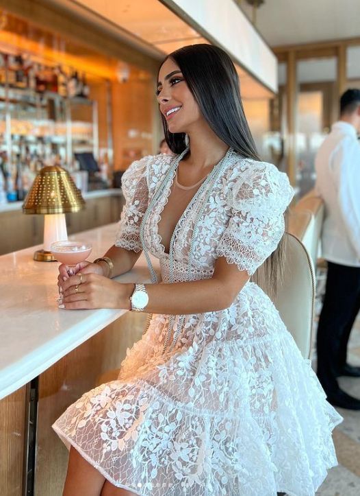 White Lace Birthday Outfit Short Evening Dress Cocktail Dresses Short Party Dress fg8007 - Image 2