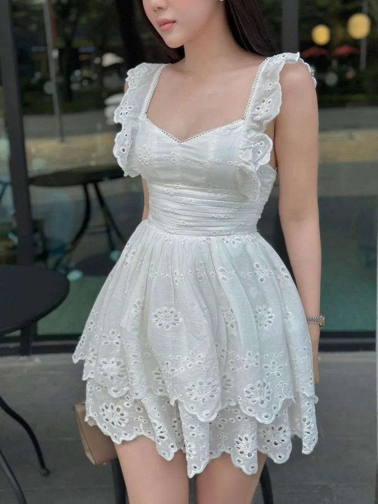 White Lace Birthday Outfit Short Evening Dress Cocktail Dresses Short Party Dress  fg8008 - Image 3