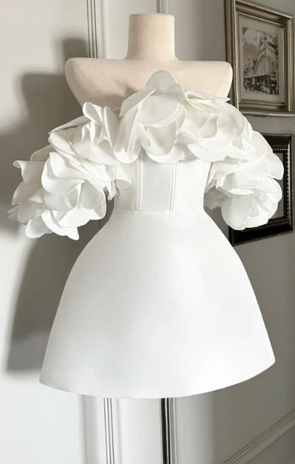White Short Party Dress,Fashion Homecoming Dress    fg4669 - Image 2