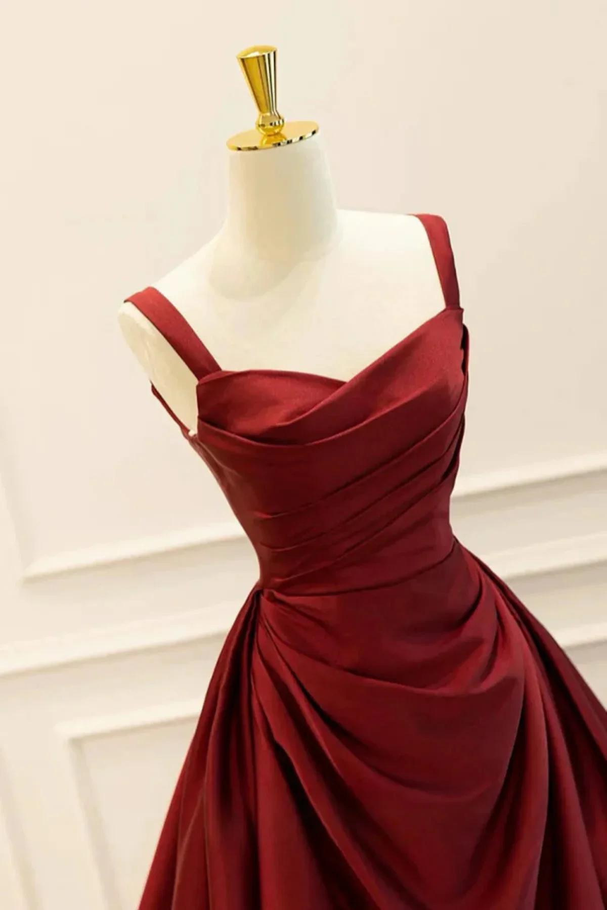 Wine Red Taffeta Straps Party Dress Prom Dress, Wine Red A-line Evening Dress fg8722 - Image 2
