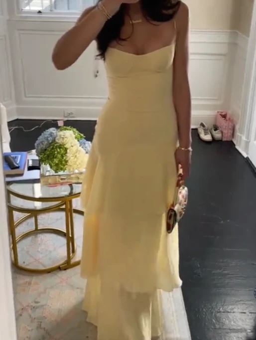 Yellow Fashion Long Prom Dress Evening Party Dresses fg7739 - Image 3