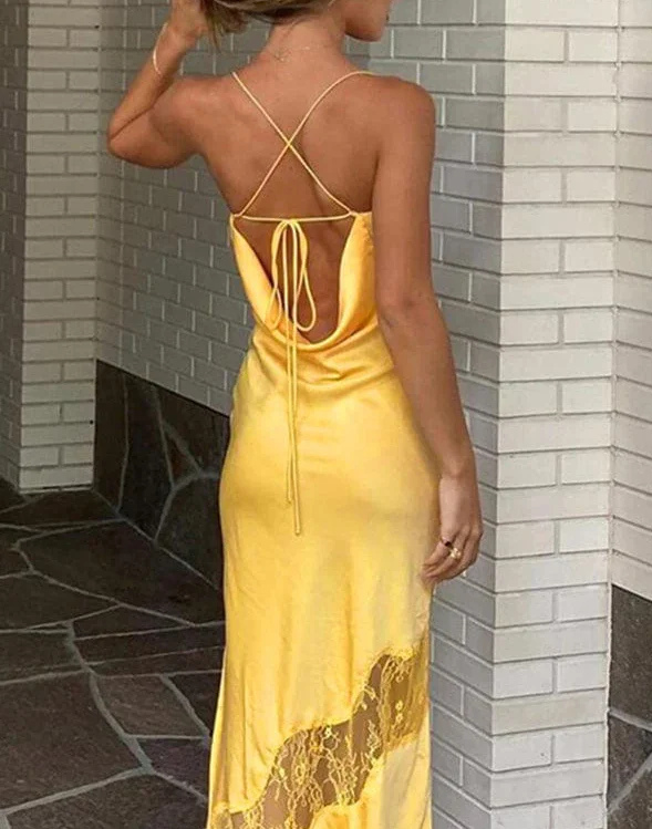 Yellow Long prom dresses sexy party dress    fg2323 - Image 4