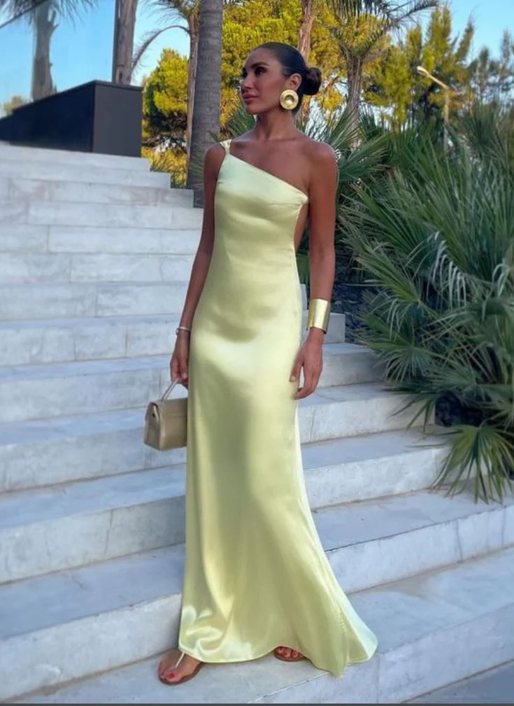 Yellow One Shoulder Prom Dresses, Evening Dress, Floor Length Party Gowns fg6565 - Image 4